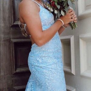 La Femme Baby Blue Prom Dress Size 8